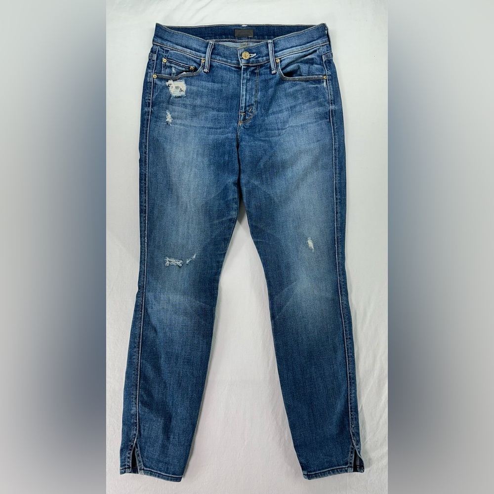 Mother Jeans Womens 26x27 The Vamp Fray Distressed‎ Skinny Rough It Up